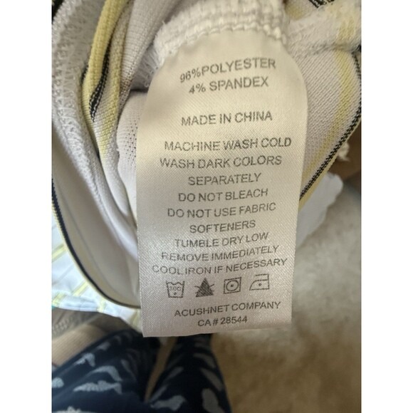 FootJoy Mens XL Golf Polo Wicking Polyester Stretch Striped Yellow And White - Picture 6 of 7